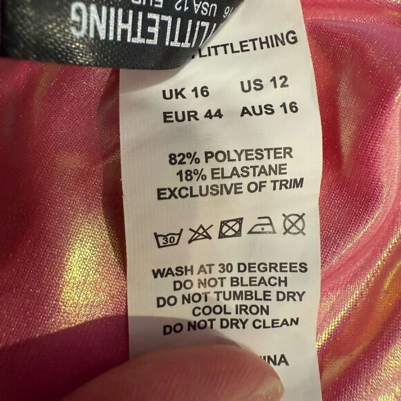 PrettyLittleThing Metallic 3-Piece Underwired Cover Up Pink Bikini Set Size 12 - Picture 8 of 11